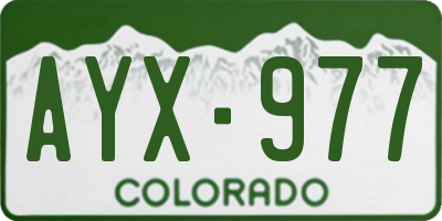 CO license plate AYX977
