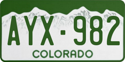 CO license plate AYX982