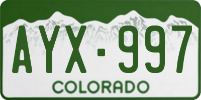 CO license plate AYX997