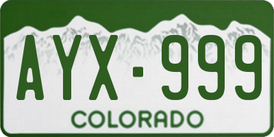 CO license plate AYX999