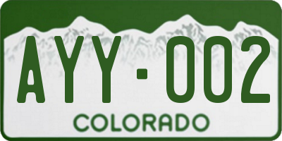 CO license plate AYY002