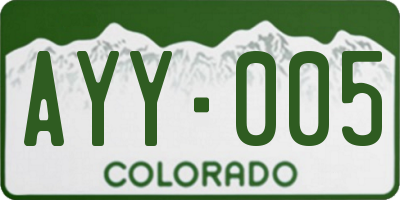 CO license plate AYY005