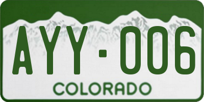 CO license plate AYY006