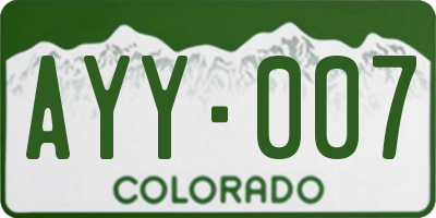 CO license plate AYY007