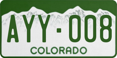 CO license plate AYY008