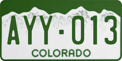 CO license plate AYY013