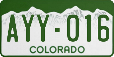 CO license plate AYY016
