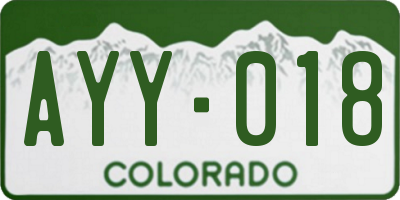 CO license plate AYY018