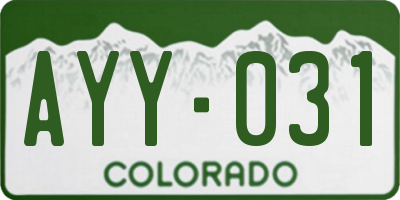 CO license plate AYY031