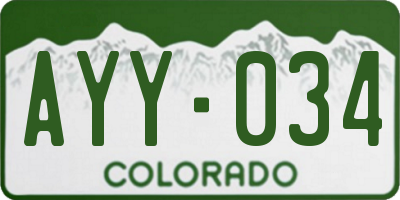 CO license plate AYY034