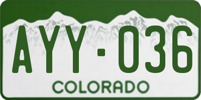CO license plate AYY036