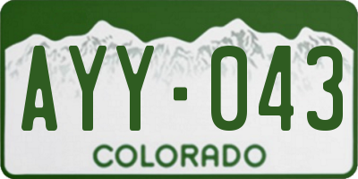 CO license plate AYY043