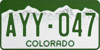 CO license plate AYY047