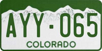 CO license plate AYY065