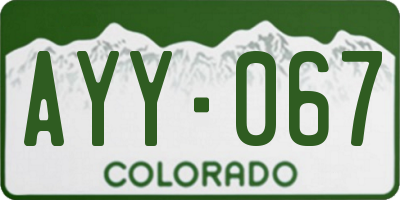 CO license plate AYY067