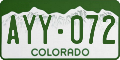 CO license plate AYY072