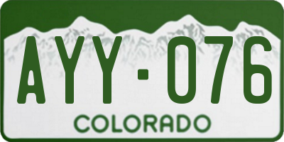 CO license plate AYY076