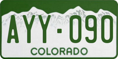 CO license plate AYY090