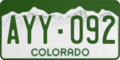 CO license plate AYY092