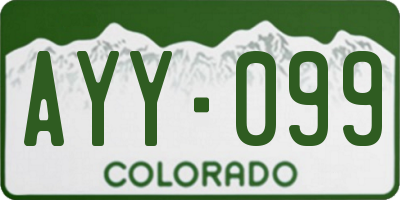 CO license plate AYY099