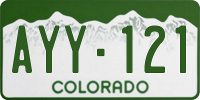 CO license plate AYY121