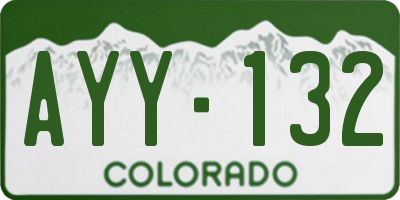 CO license plate AYY132