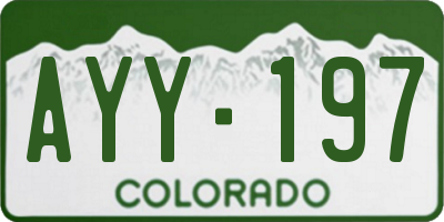 CO license plate AYY197