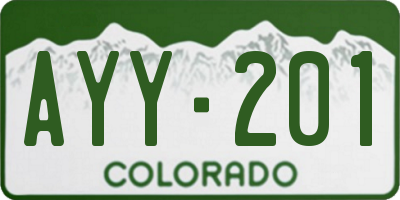 CO license plate AYY201