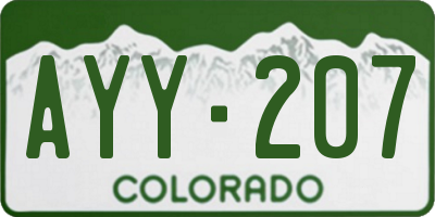 CO license plate AYY207