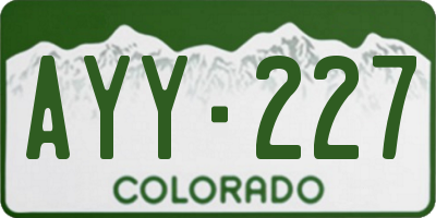 CO license plate AYY227