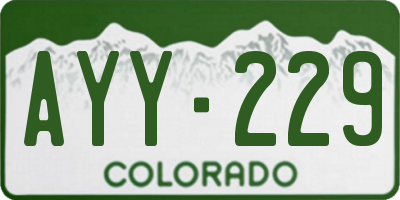 CO license plate AYY229