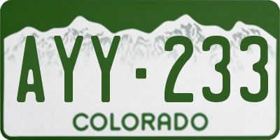 CO license plate AYY233