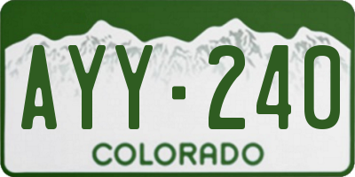 CO license plate AYY240