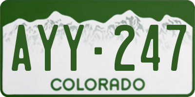 CO license plate AYY247