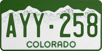 CO license plate AYY258