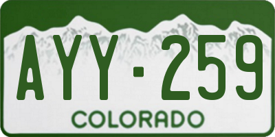 CO license plate AYY259