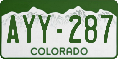 CO license plate AYY287