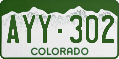 CO license plate AYY302