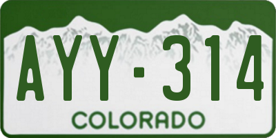 CO license plate AYY314