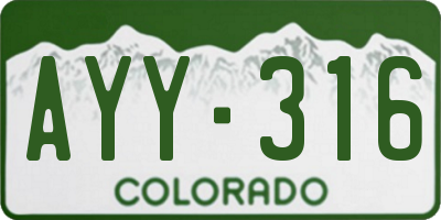 CO license plate AYY316