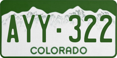 CO license plate AYY322