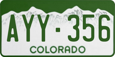 CO license plate AYY356