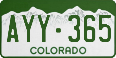 CO license plate AYY365