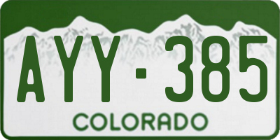 CO license plate AYY385