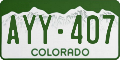 CO license plate AYY407