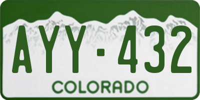 CO license plate AYY432