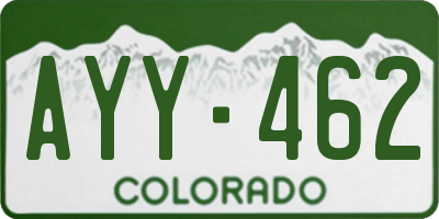 CO license plate AYY462