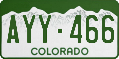 CO license plate AYY466