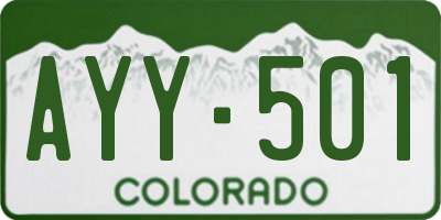 CO license plate AYY501