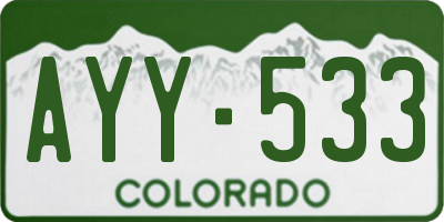 CO license plate AYY533